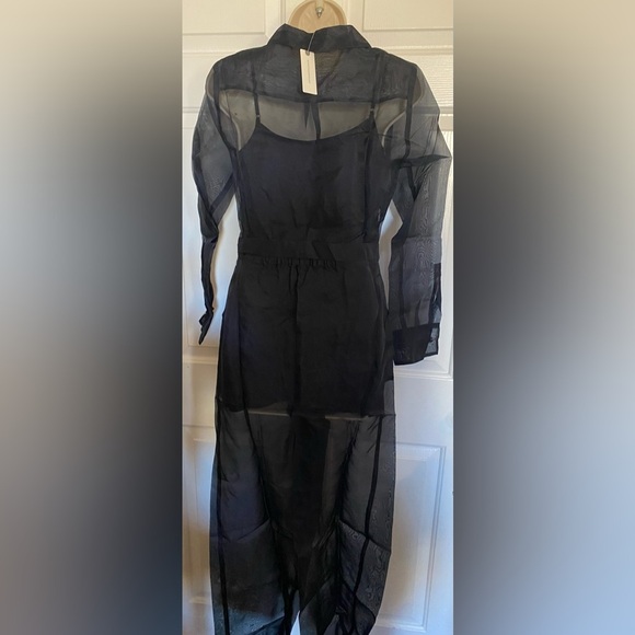 By Anthropologie Black Sheer Utility Jumpsuit - Picture 7 of 8